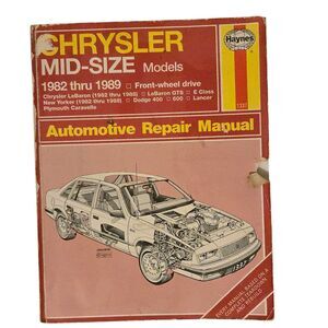 Haynes Chrysler Mid-Size Models 1982-1993 Repair Manual, #1337 Lebaron 2.2 Turbo